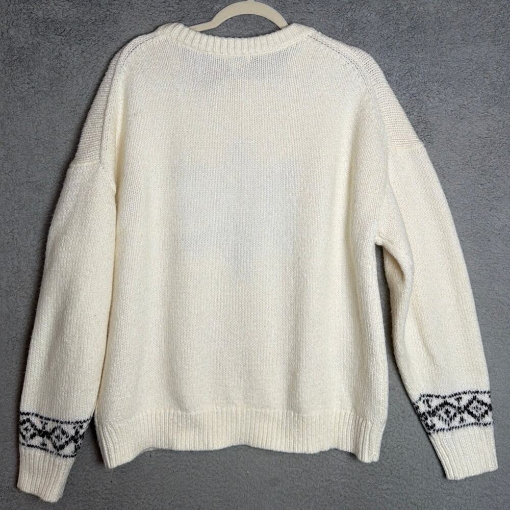 Sundance Snowflake Sweater XL Ivory Black Fair Isle Cozy Winter Christmas Knit - Picture 3 of 8